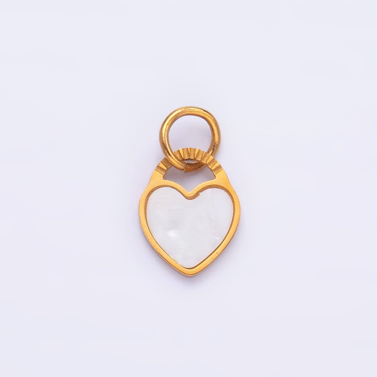 Stainless Steel White Enamel Heart Padlock Charm | P847 - DLUXCA