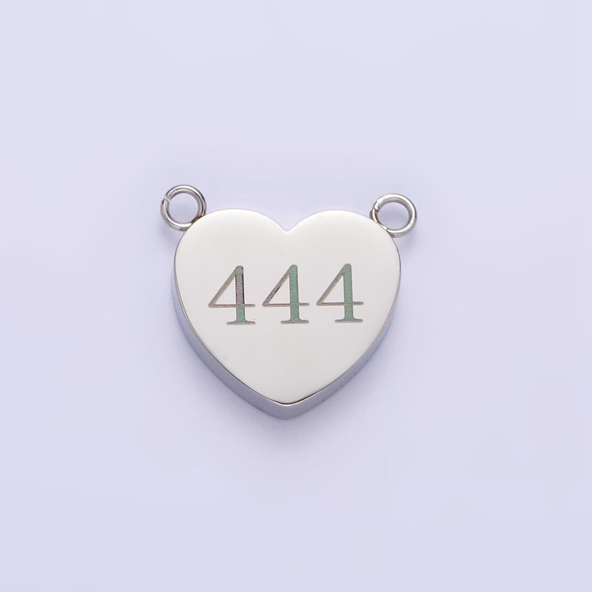 Stainless Steel White Gold Filled Angel Number Numerology Engraved Heart Connector | P-557-P-565