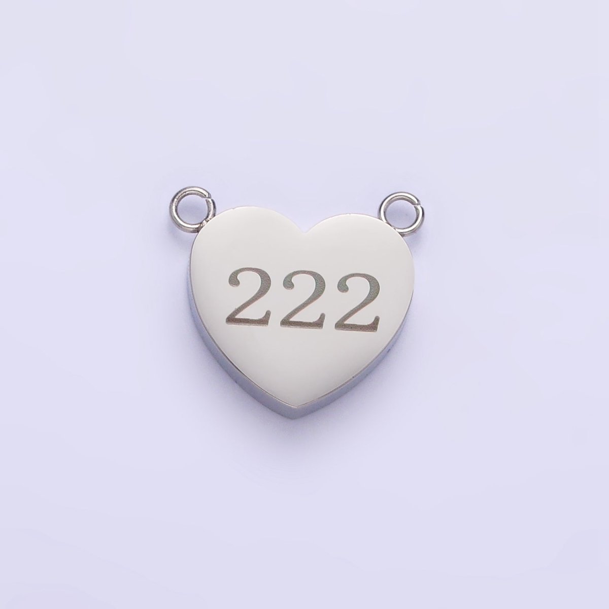 Stainless Steel White Gold Filled Angel Number Numerology Engraved Heart Connector | P-557-P-565