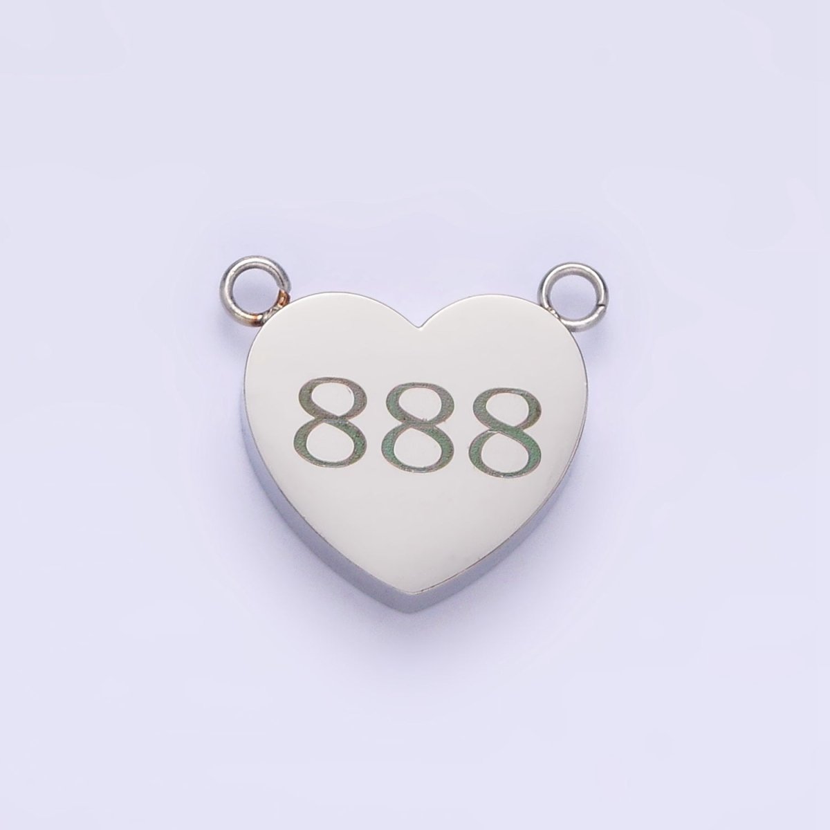 Stainless Steel White Gold Filled Angel Number Numerology Engraved Heart Connector | P-557-P-565