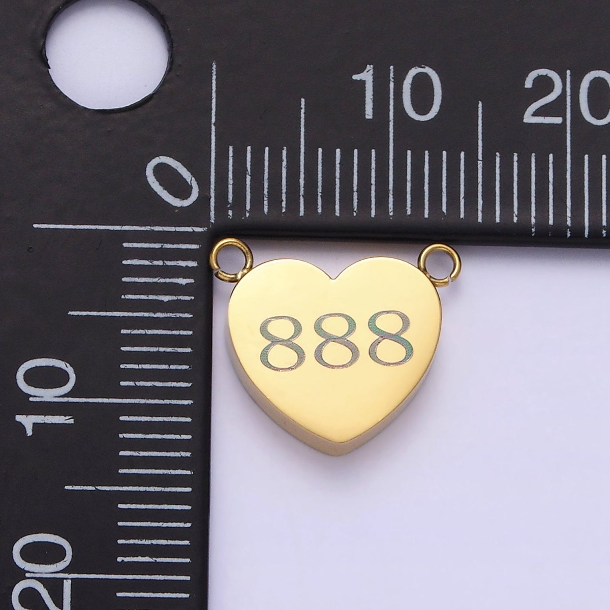 Stainless Steel White Gold Filled Angel Number Numerology Engraved Heart Connector | P-557-P-565
