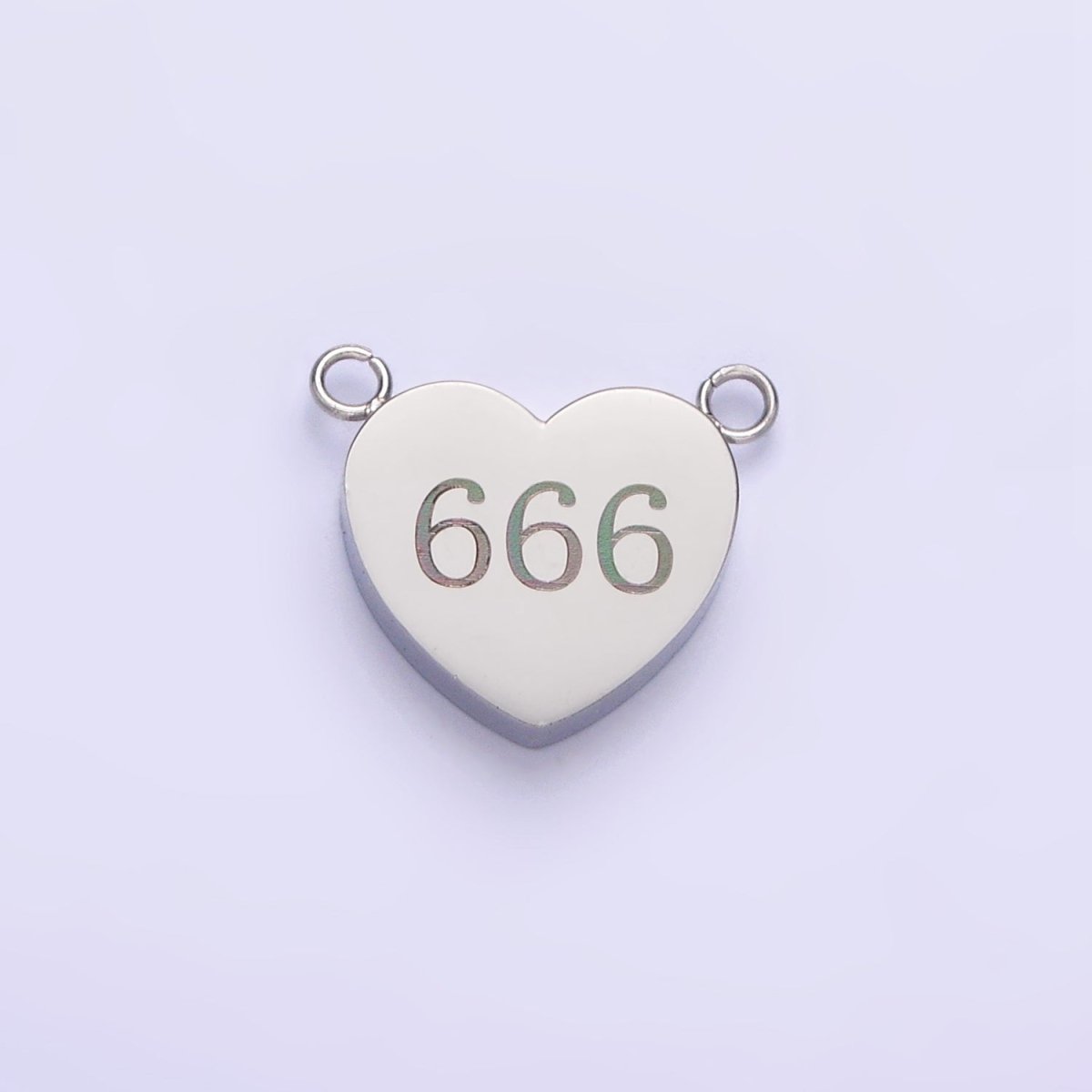Stainless Steel White Gold Filled Angel Number Numerology Engraved Heart Connector | P-557-P-565