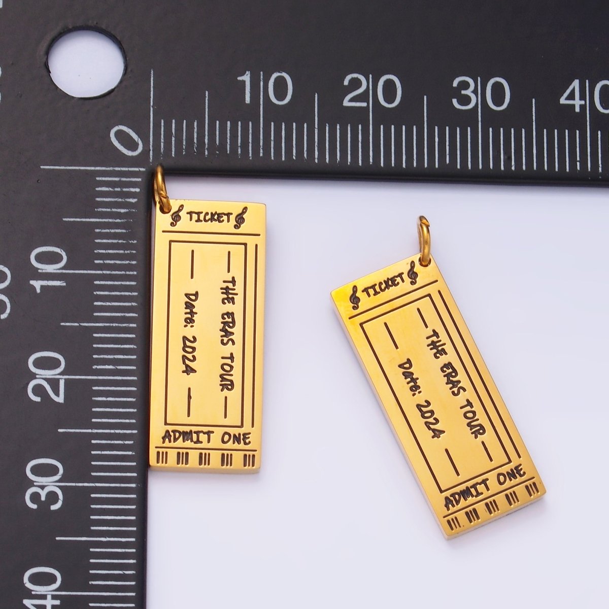 Stainless Steel Worldwide "ERAS" Script Engraved Concert Tour Ticket Admit Charm | P721 - DLUXCA