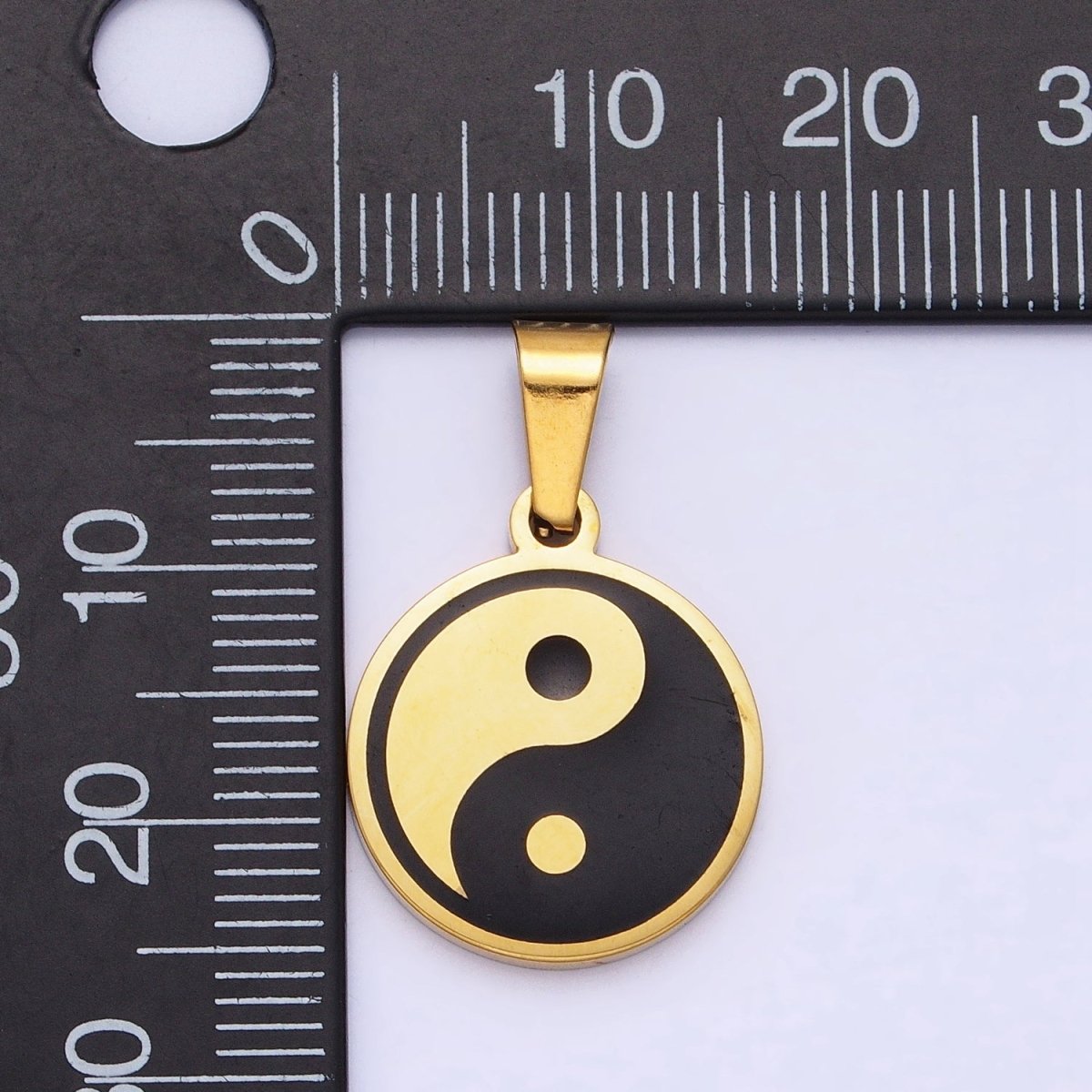 Stainless Steel Yin Yang Enamel Round Minimalist Pendant in Gold & Silver | P-1099