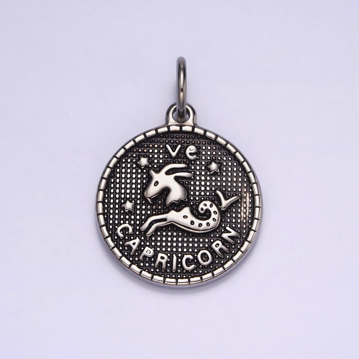 Stainless Steel Zodiac Astrological Sign Birth Star Constellation Dotted Round Silver Charm | A-A1229-A-A1234