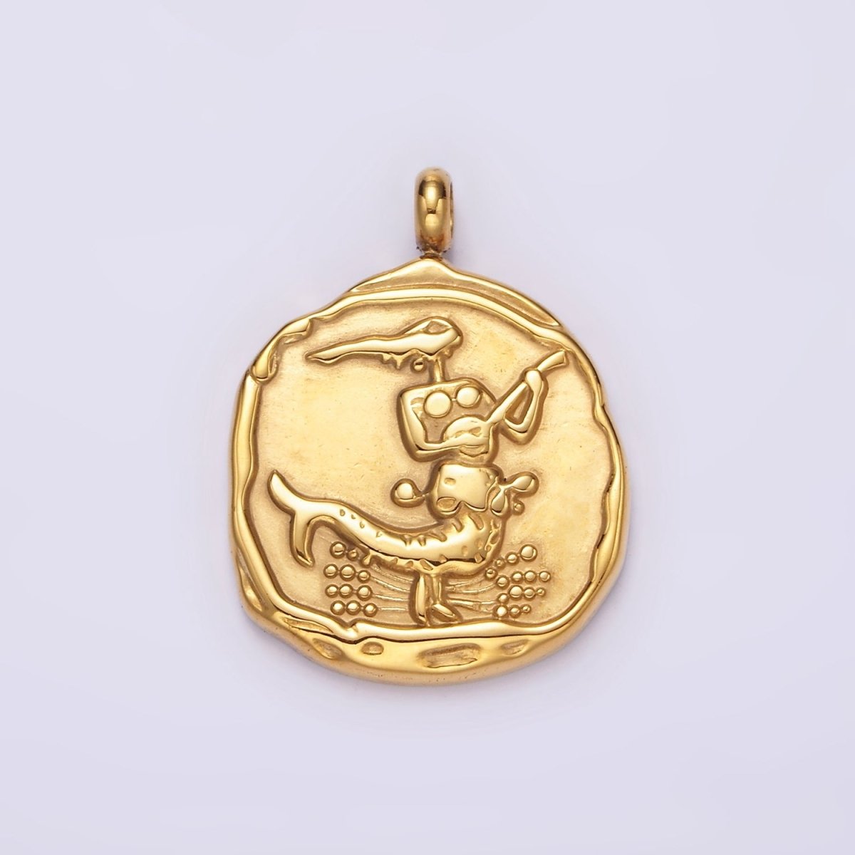 Stainless Steel Zodiac Sign Birth Month Personalized Stamped Round Charm | A-A1235-A-A1240