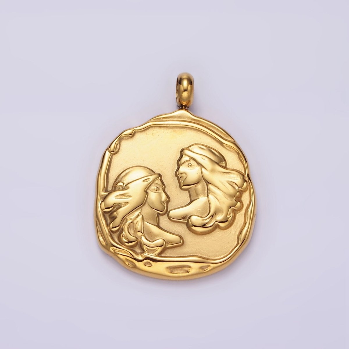 Stainless Steel Zodiac Sign Birth Month Personalized Stamped Round Charm | A-A1235-A-A1240