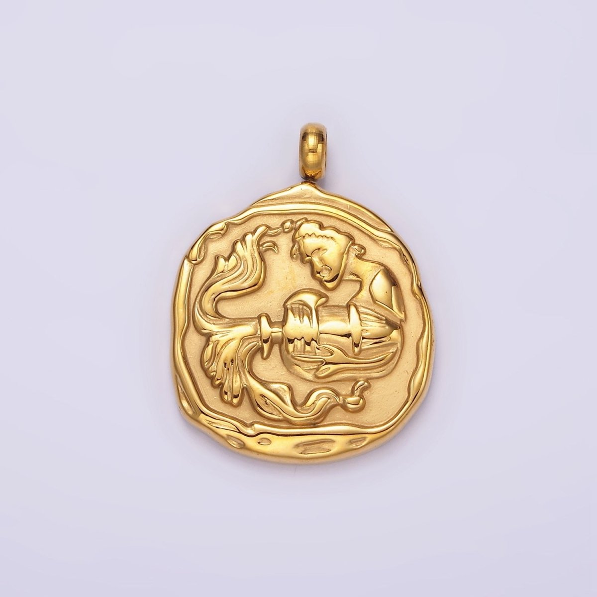 Stainless Steel Zodiac Sign Birth Month Personalized Stamped Round Charm | A-A1235-A-A1240