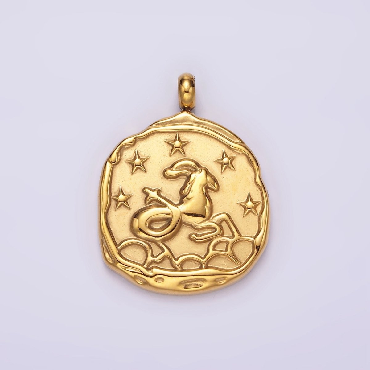 Stainless Steel Zodiac Sign Birth Month Personalized Stamped Round Charm | A-A1235-A-A1240