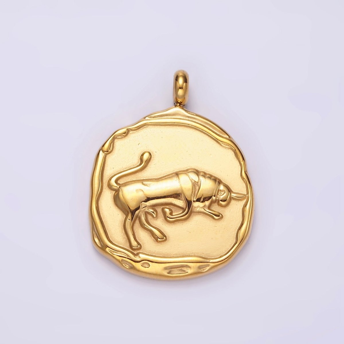 Stainless Steel Zodiac Sign Birth Month Personalized Stamped Round Charm | A-A1235-A-A1240