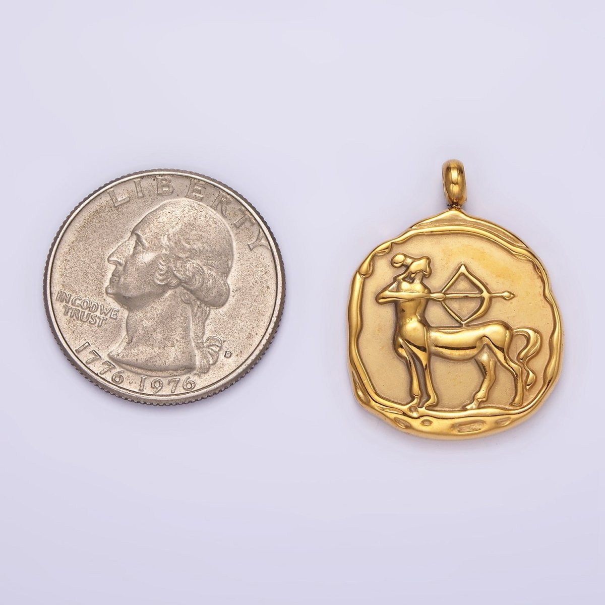 Stainless Steel Zodiac Sign Birth Month Personalized Stamped Round Charm | A-A1235-A-A1240