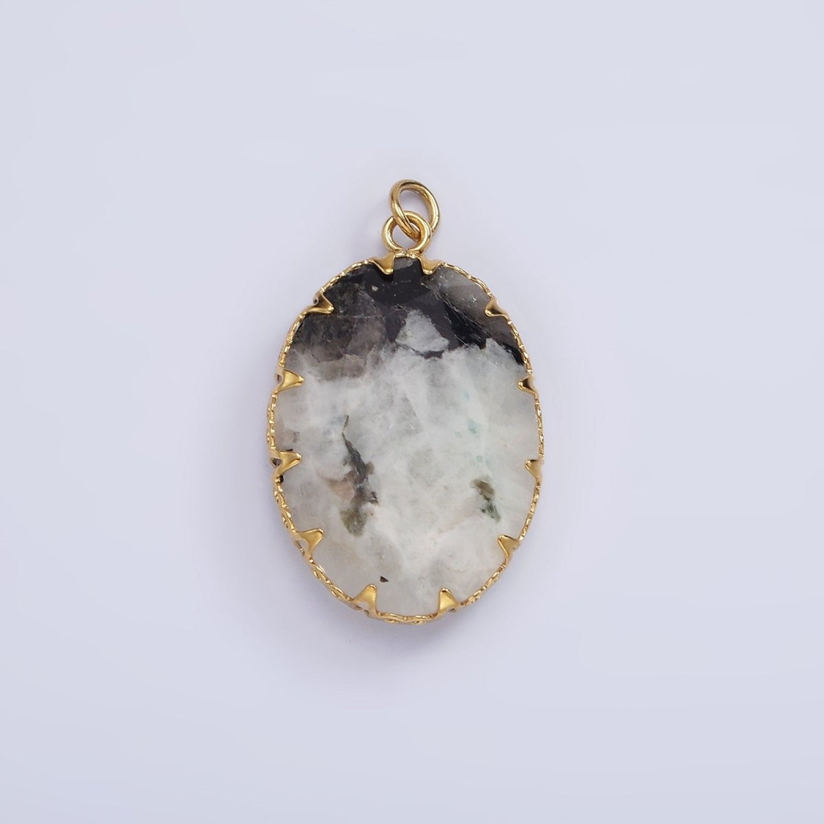 Stainless Steel Zoisite, Aventurine, Grey Labradorite, Moonstone Artisan Bezel Oval Charm | P1304 - P1305