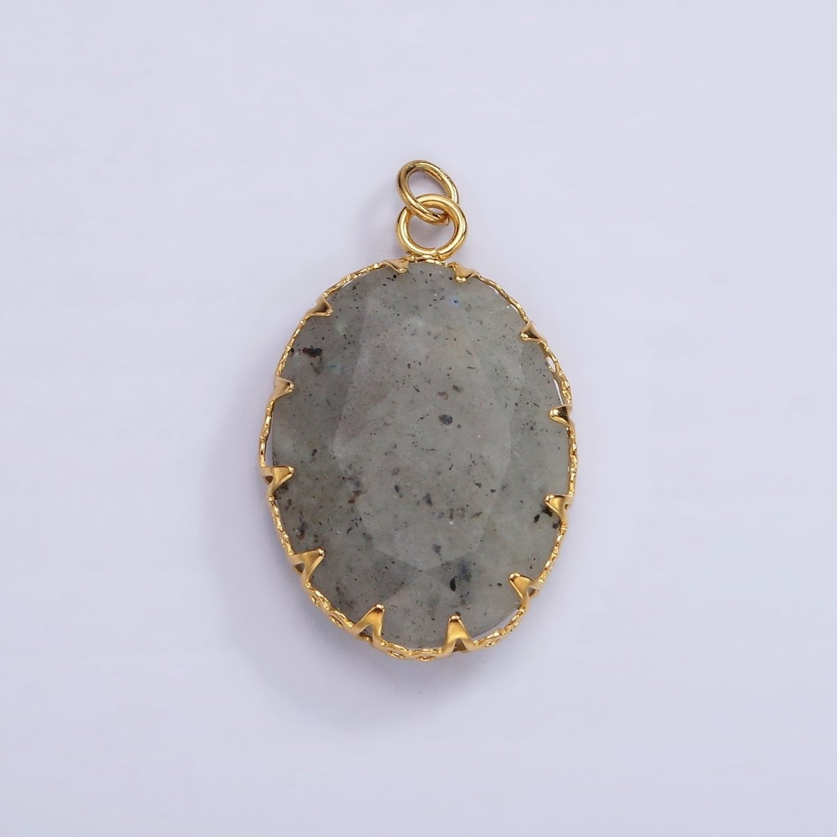 Stainless Steel Zoisite, Aventurine, Grey Labradorite, Moonstone Artisan Bezel Oval Charm | P1304 - P1305