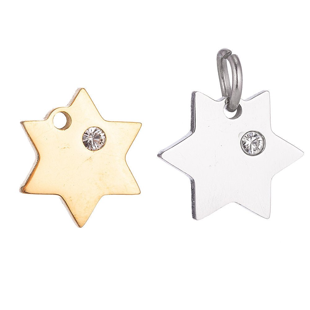 Star Pendant Personalized Stamping Blank Star Initial Charm 18k Gold Filled Stainless Steel Jewelry Supply Craft Wholesale Supplies E-629