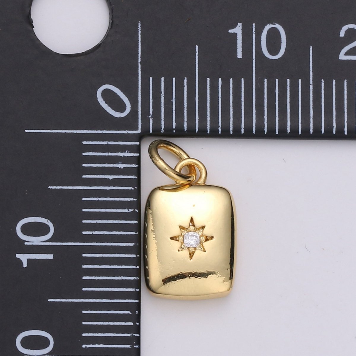 Star Rectangle Gold Filled Charm - D582- D-583