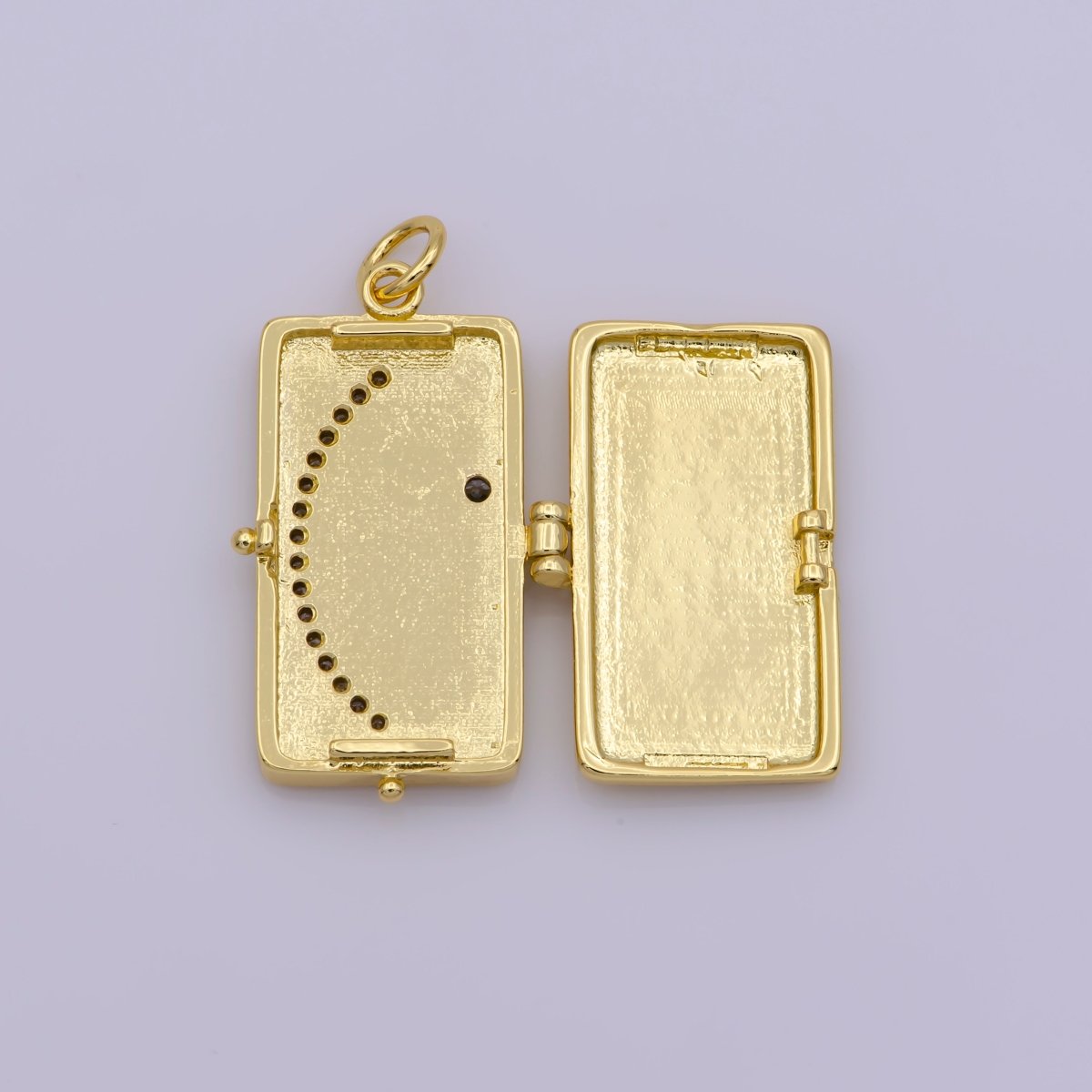 Starry Night Locket Pendant, Moon Star CZ Locket Charm Necklace, 14K Gold Filled Rectangle Locket Charm for Necklace, M-699