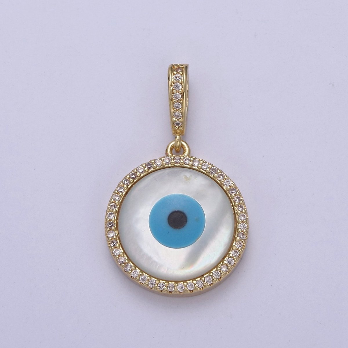 Statement Evil Eye Charm Boho Gold Filled Eye Charms, Evil Eye Medallion Pendant Necklace Good Lucky Amulet Protection Jewelry Supply H-570 - DLUXCA