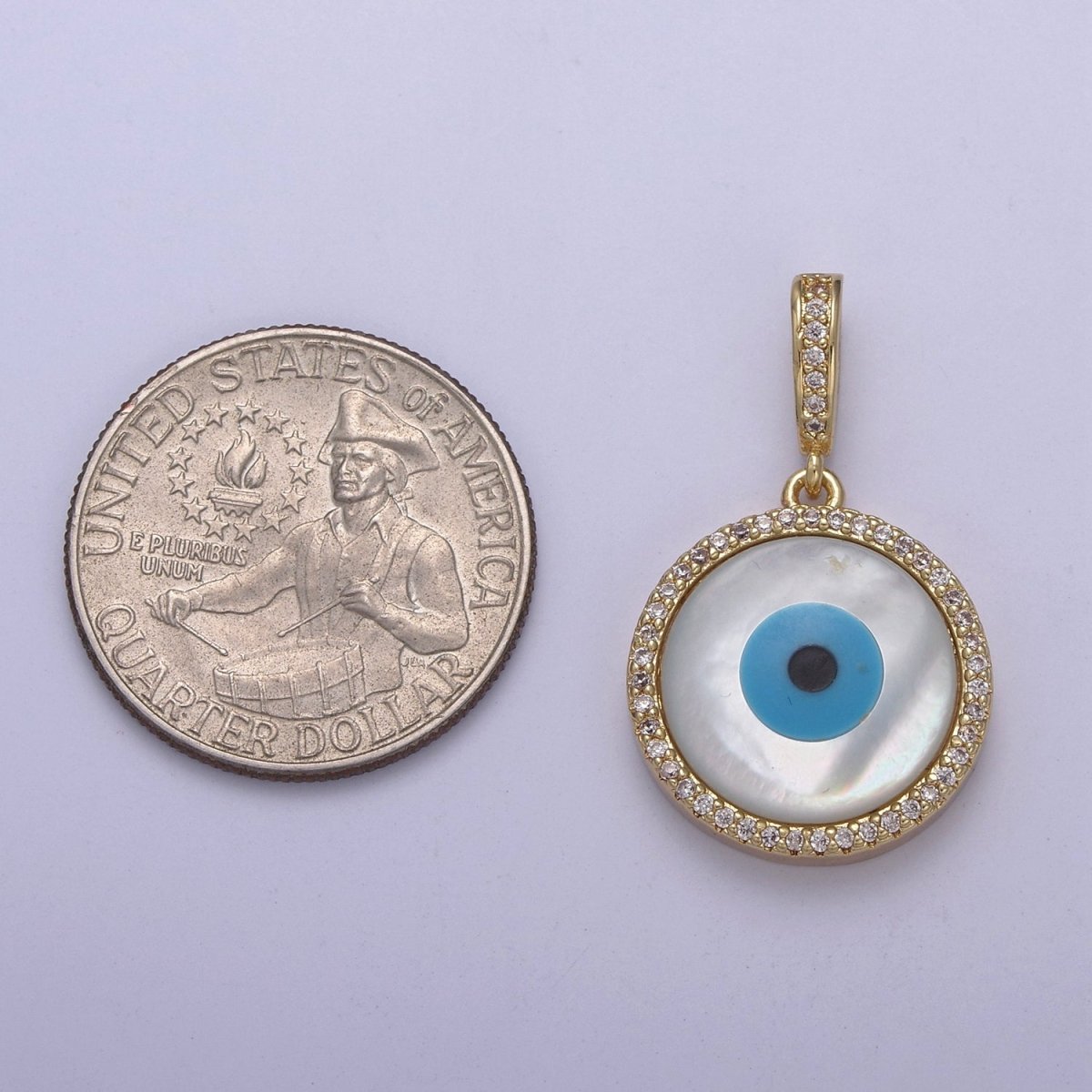 Statement Evil Eye Charm Boho Gold Filled Eye Charms, Evil Eye Medallion Pendant Necklace Good Lucky Amulet Protection Jewelry Supply H-570 - DLUXCA