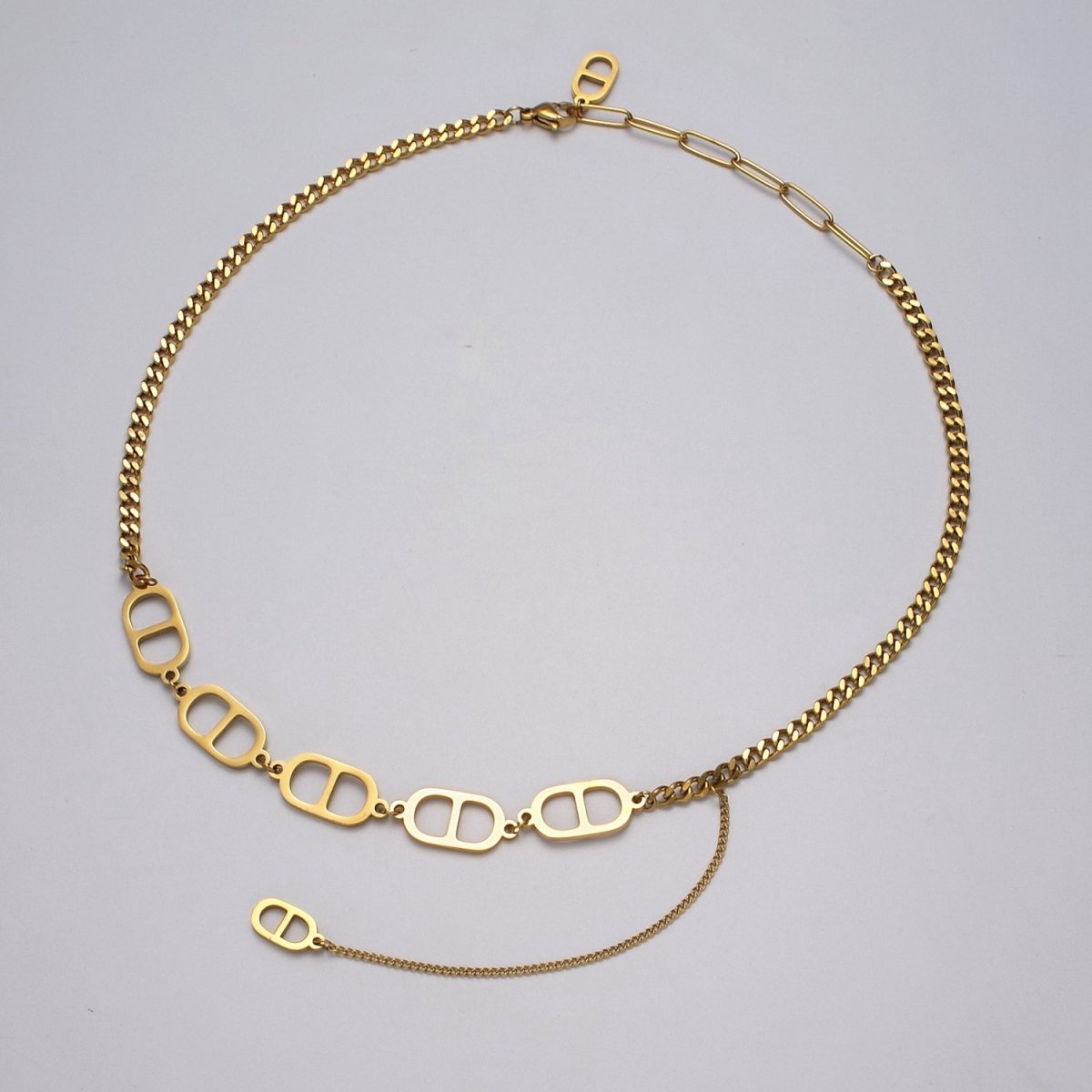 Statement Gold Mariner Anchor Necklace Chain 3.6mm thickness Curb Chain for Statement Necklace | WA-915 Clearance Pricing