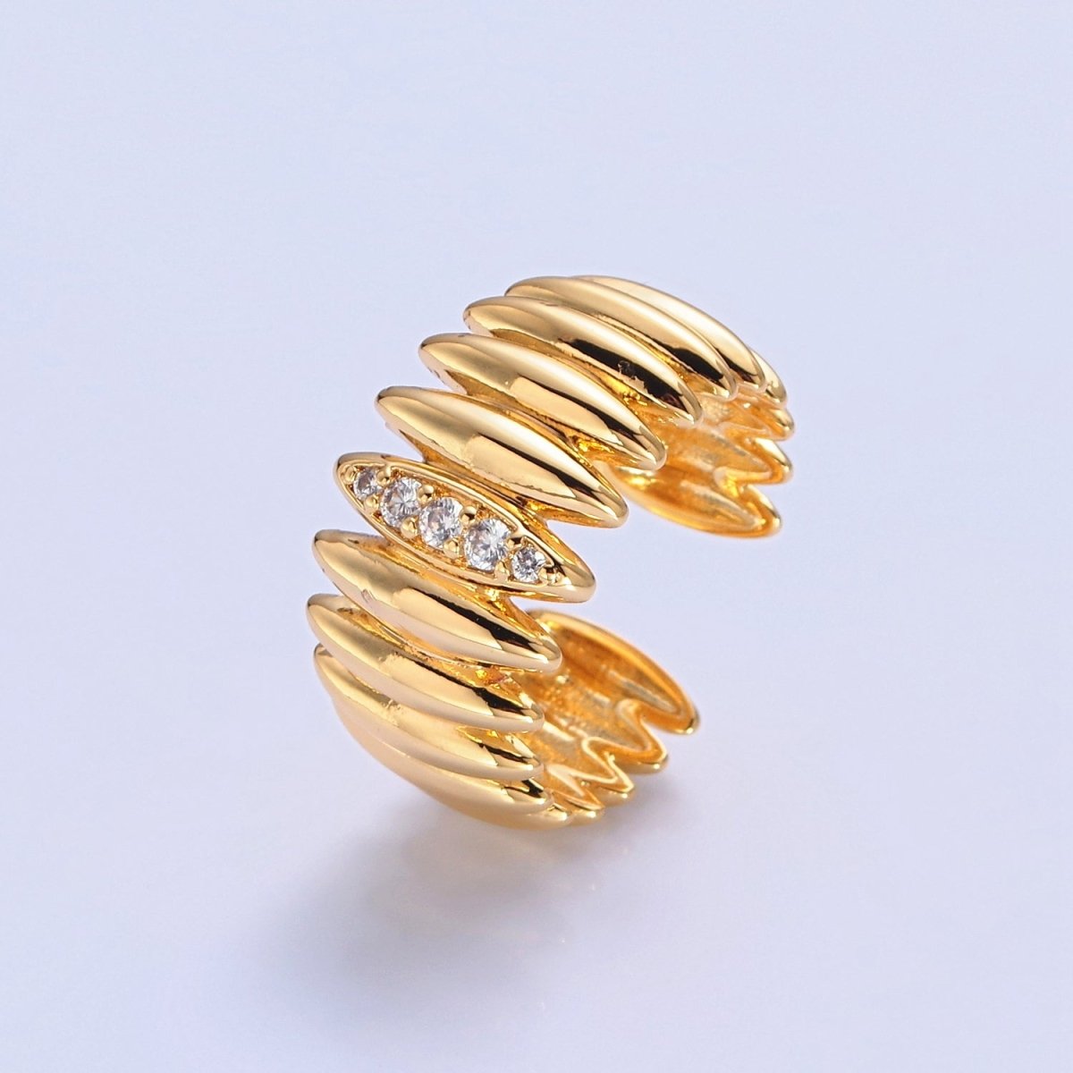 Statement Unique Pave Gold Ring O-2202