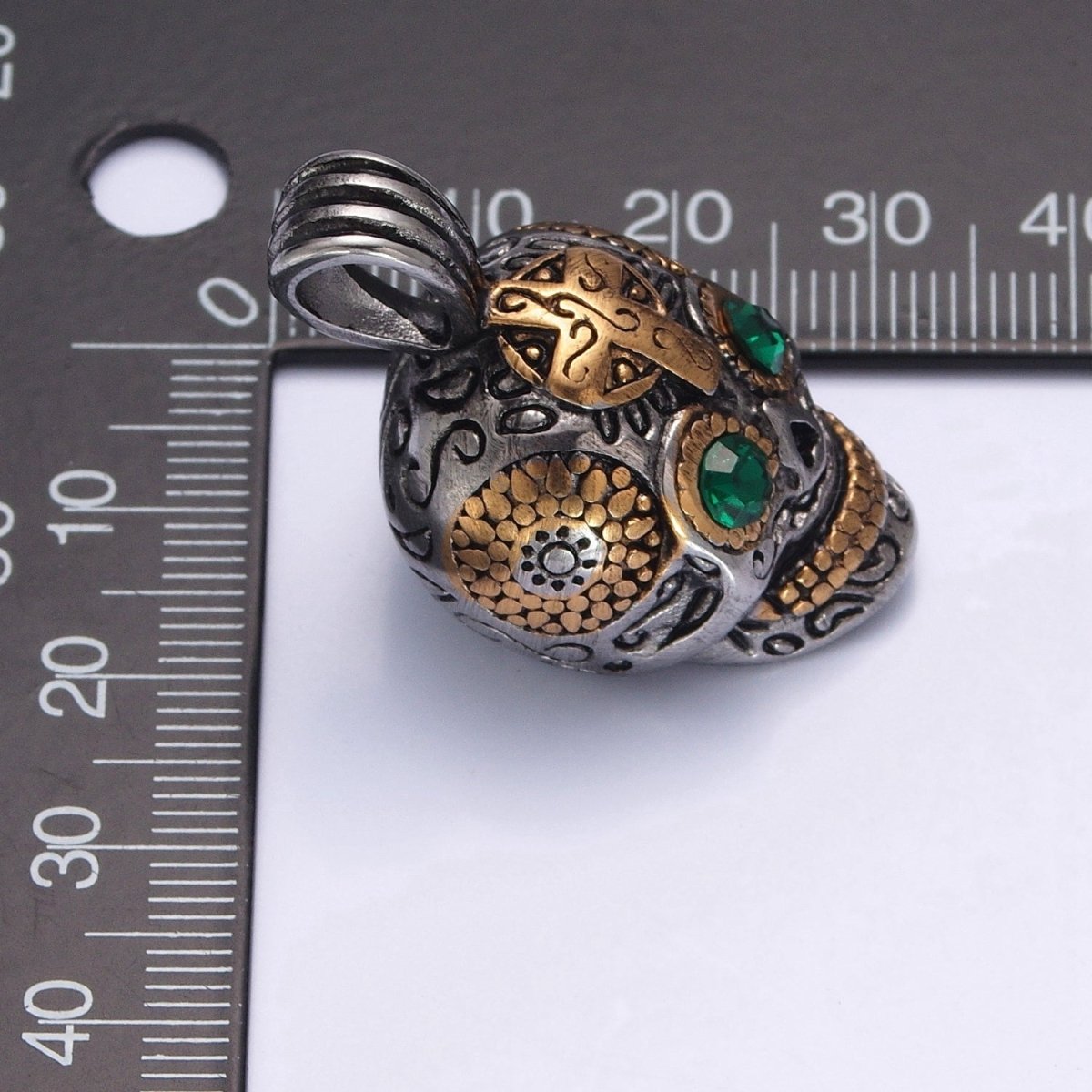 OS Steel Skull Pendant, Silver Skull Pendant Necklace Day of the Dead, Mexican Jewelry For Men Unisex Jewelry X-643