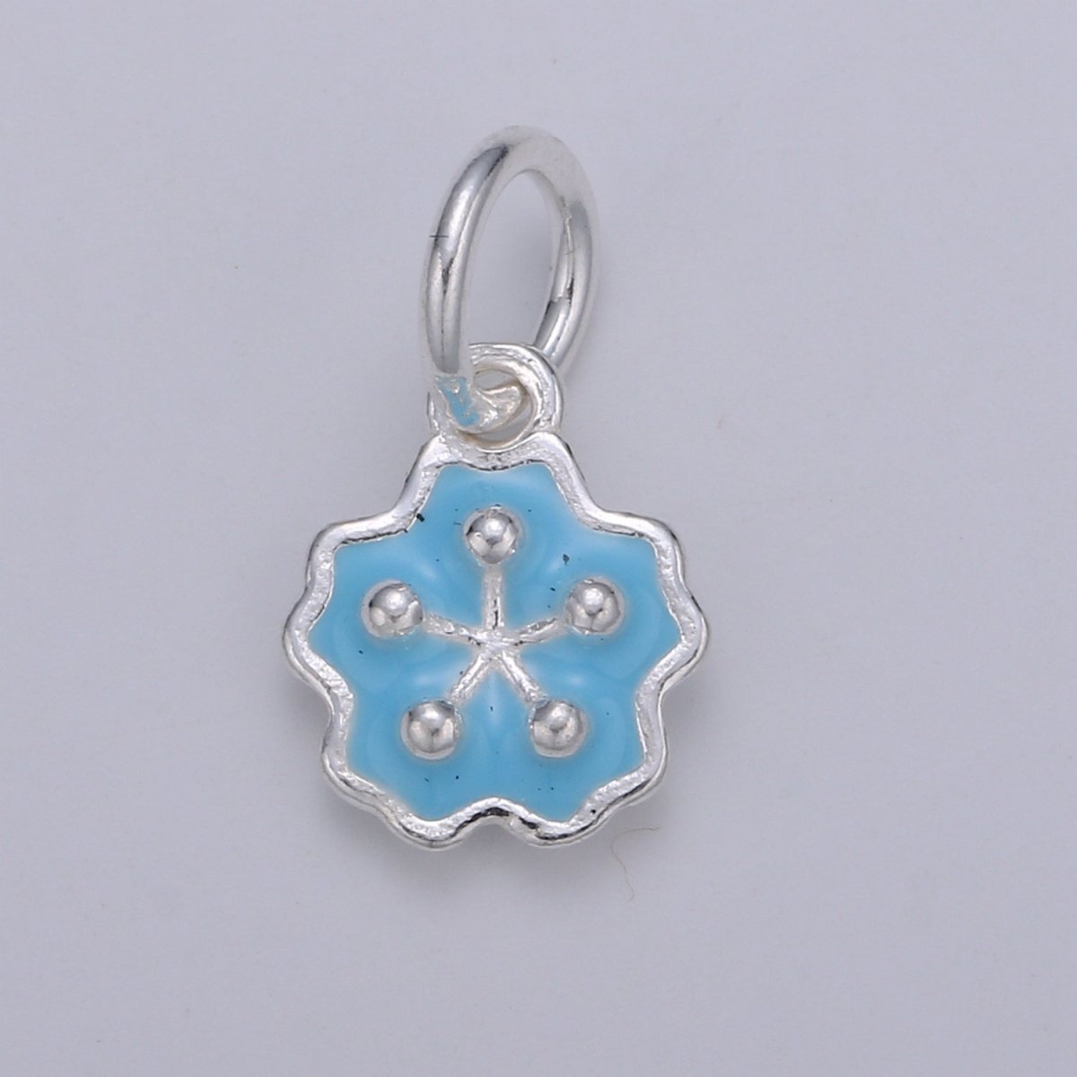 Sterling Silver Flower Charm Baby Blue Pink Flower Charm Dainty Silver Charm 925 Sterling Silver Charm SL-009 SL-010