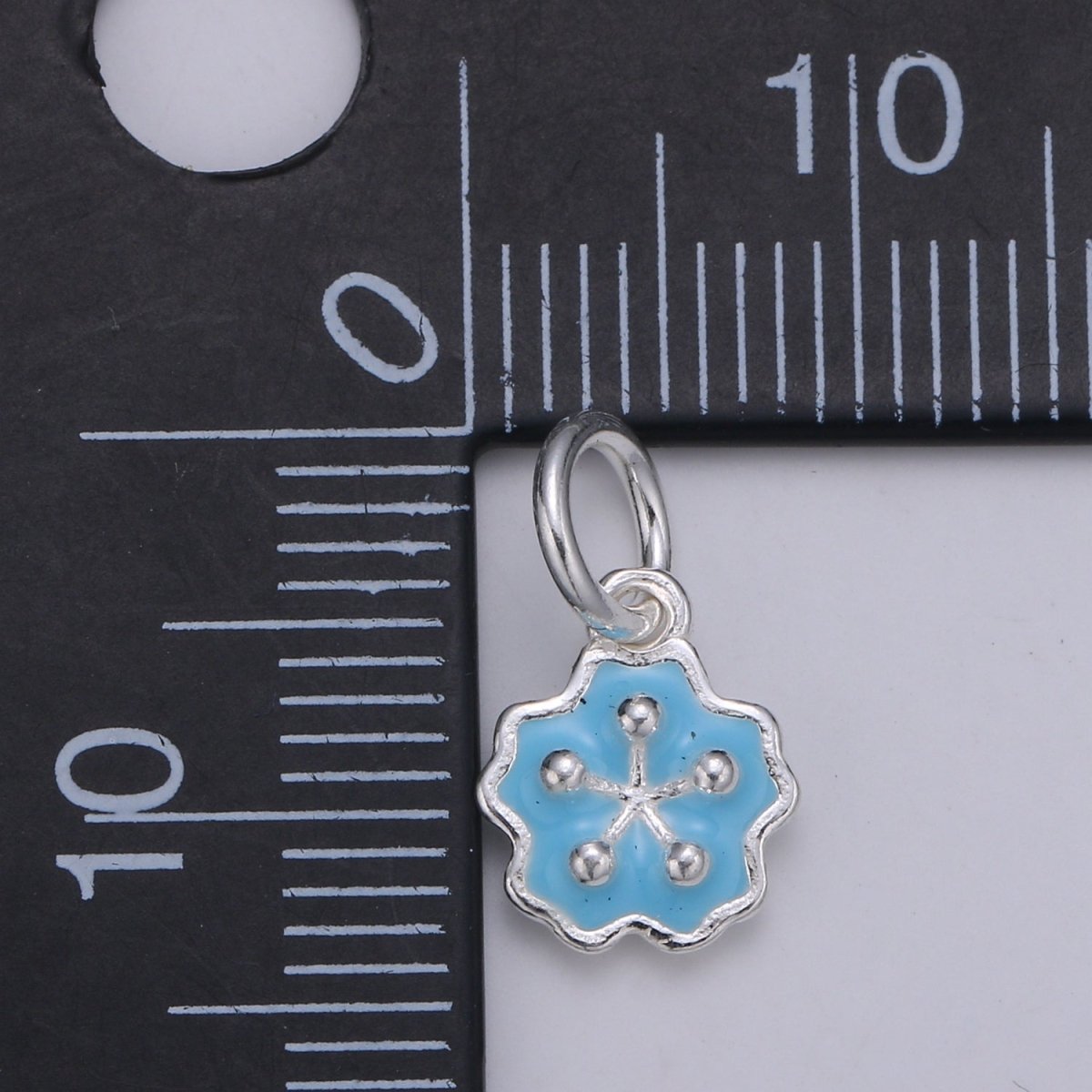 Sterling Silver Flower Charm Baby Blue Pink Flower Charm Dainty Silver Charm 925 Sterling Silver Charm SL-009 SL-010