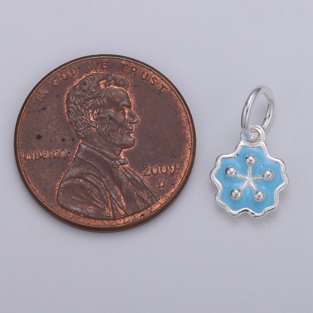Sterling Silver Flower Charm Baby Blue Pink Flower Charm Dainty Silver Charm 925 Sterling Silver Charm SL-009 SL-010
