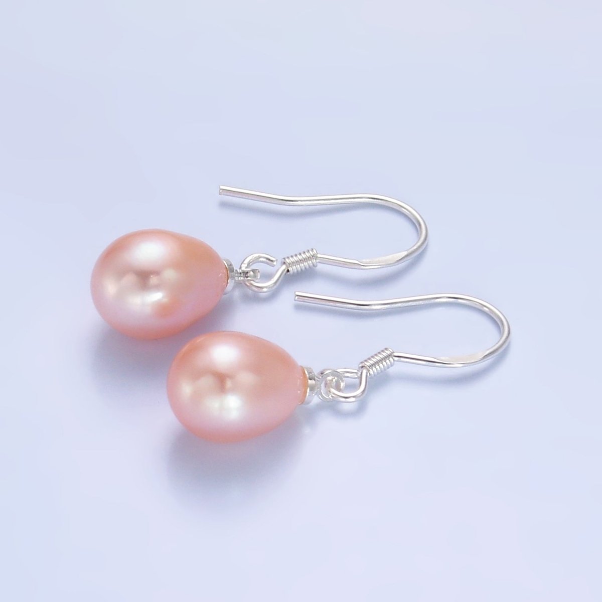 Sterling Silver Hook Earring w/ White, Pink, Purple Pearl Attachment | T003-005