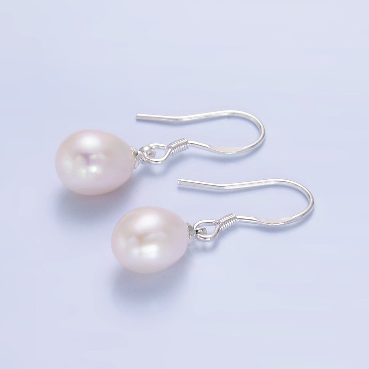 Sterling Silver Hook Earring w/ White, Pink, Purple Pearl Attachment | T003-005