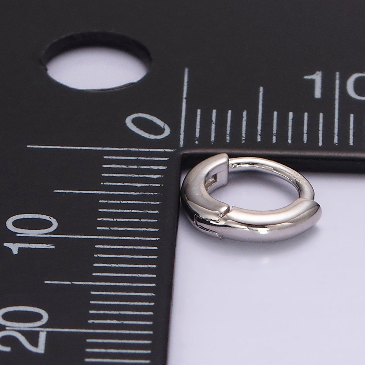 Sterling Silver S925 10mm Minimalist Cartilage Huggie Earrings - DLUXCA