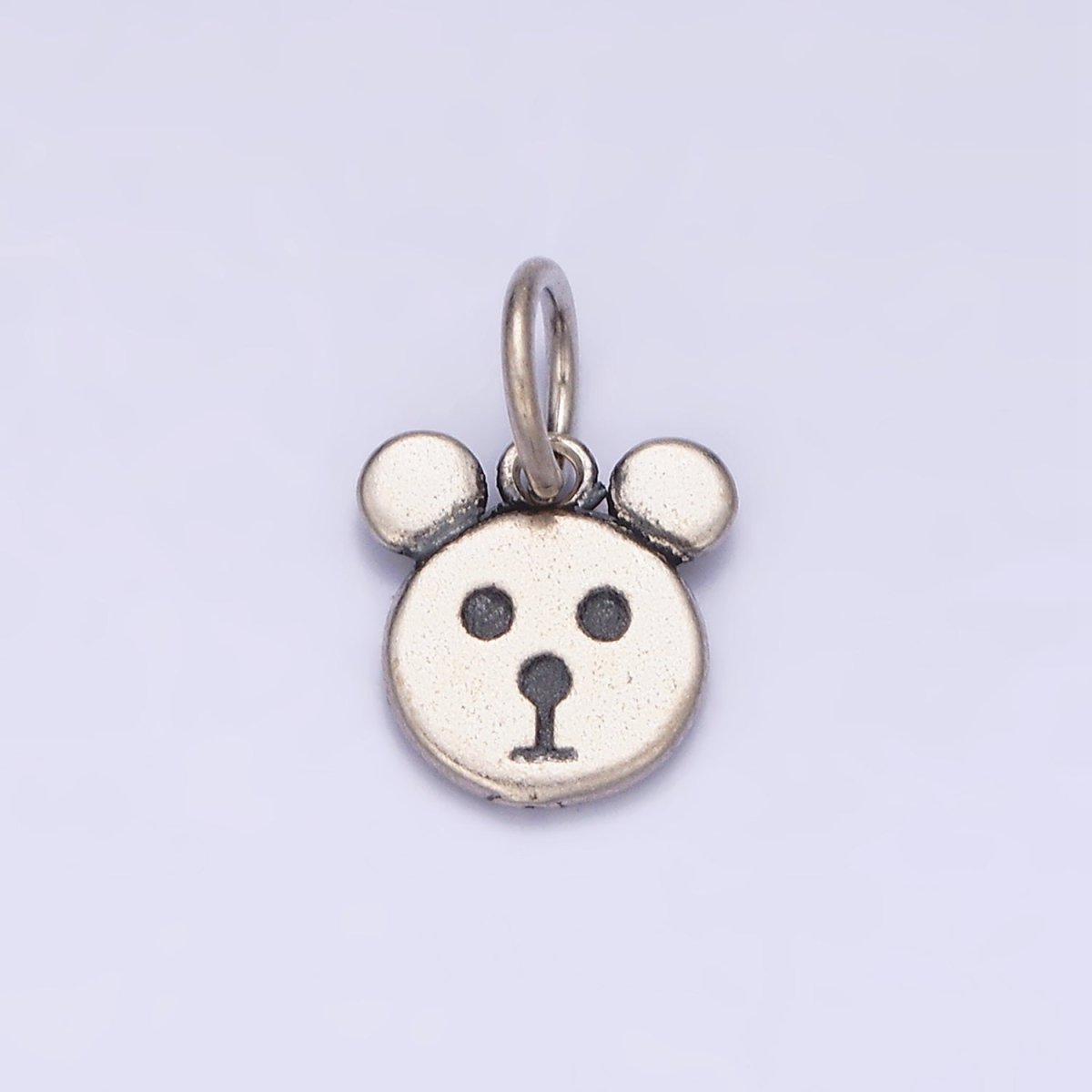 Sterling Silver S925 Mini Bear Head Triple Round Animal Charm | SL-282 - DLUXCA
