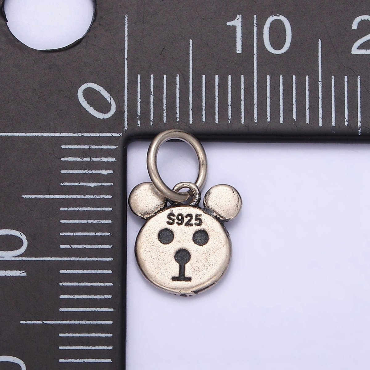 Sterling Silver S925 Mini Bear Head Triple Round Animal Charm | SL-282 - DLUXCA