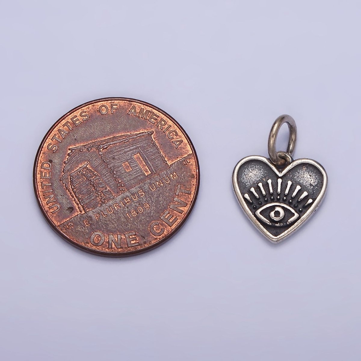 Sterling Silver S925 Mini Evil Eye Protection Heart Charm | SL-288 - DLUXCA