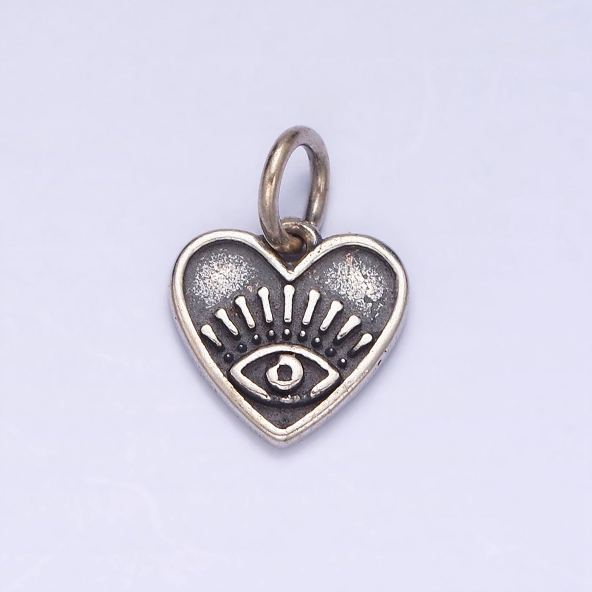 Sterling Silver S925 Mini Evil Eye Protection Heart Charm | SL-288 - DLUXCA