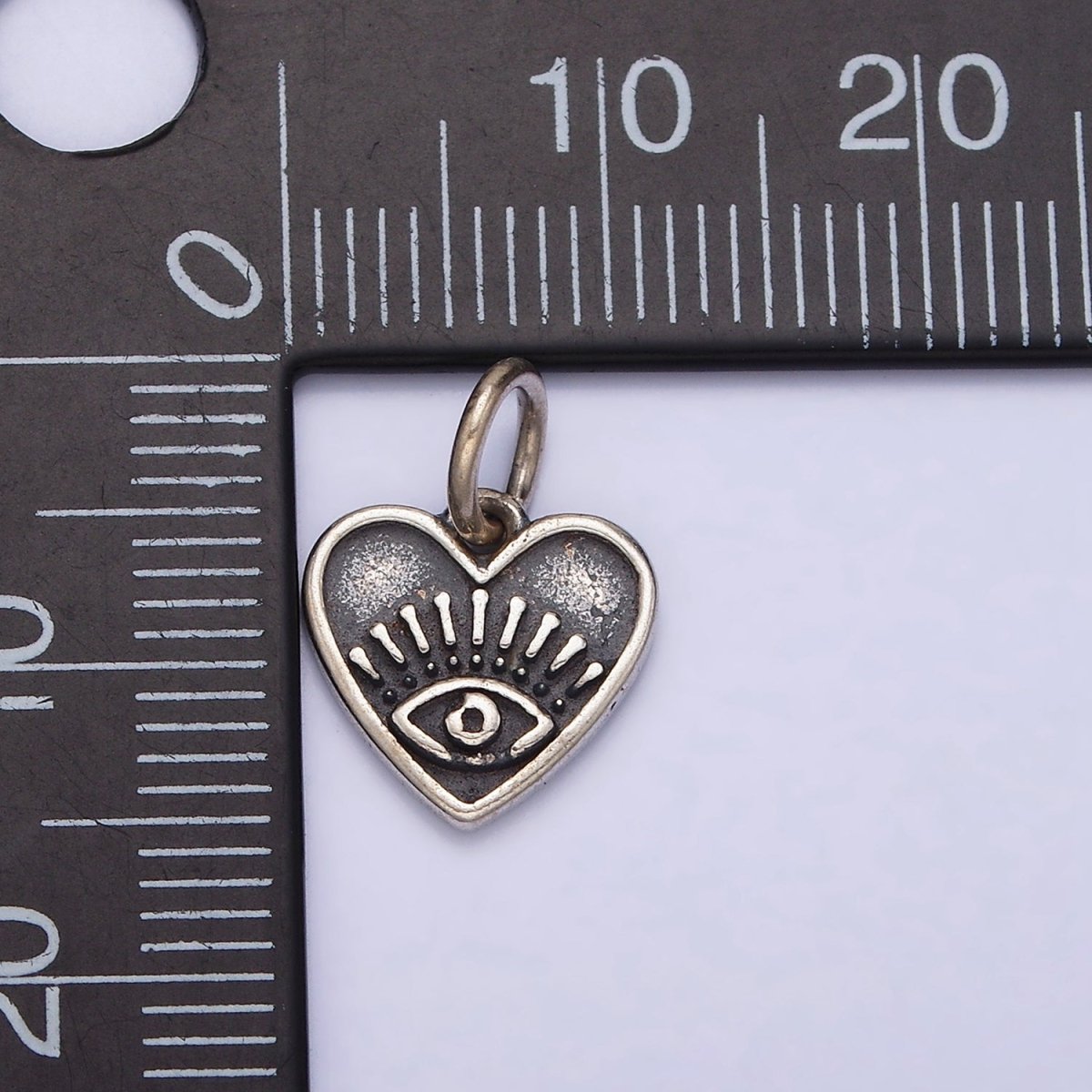 Sterling Silver S925 Mini Evil Eye Protection Heart Charm | SL-288 - DLUXCA