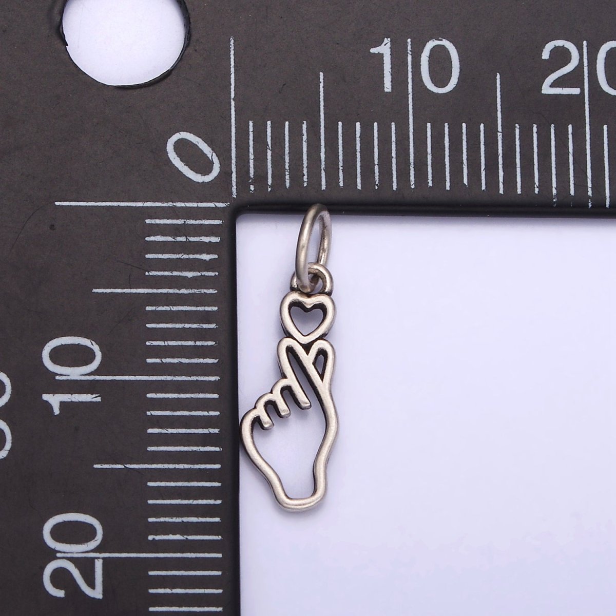 Sterling Silver S925 Mini Heart Love Hand Gesture Open Charm Korean Style | SL-342 - DLUXCA