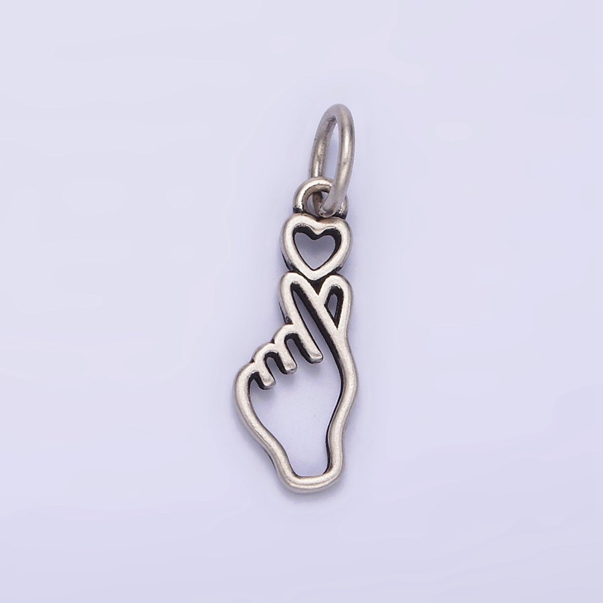 Sterling Silver S925 Mini Heart Love Hand Gesture Open Charm Korean Style | SL-342 - DLUXCA