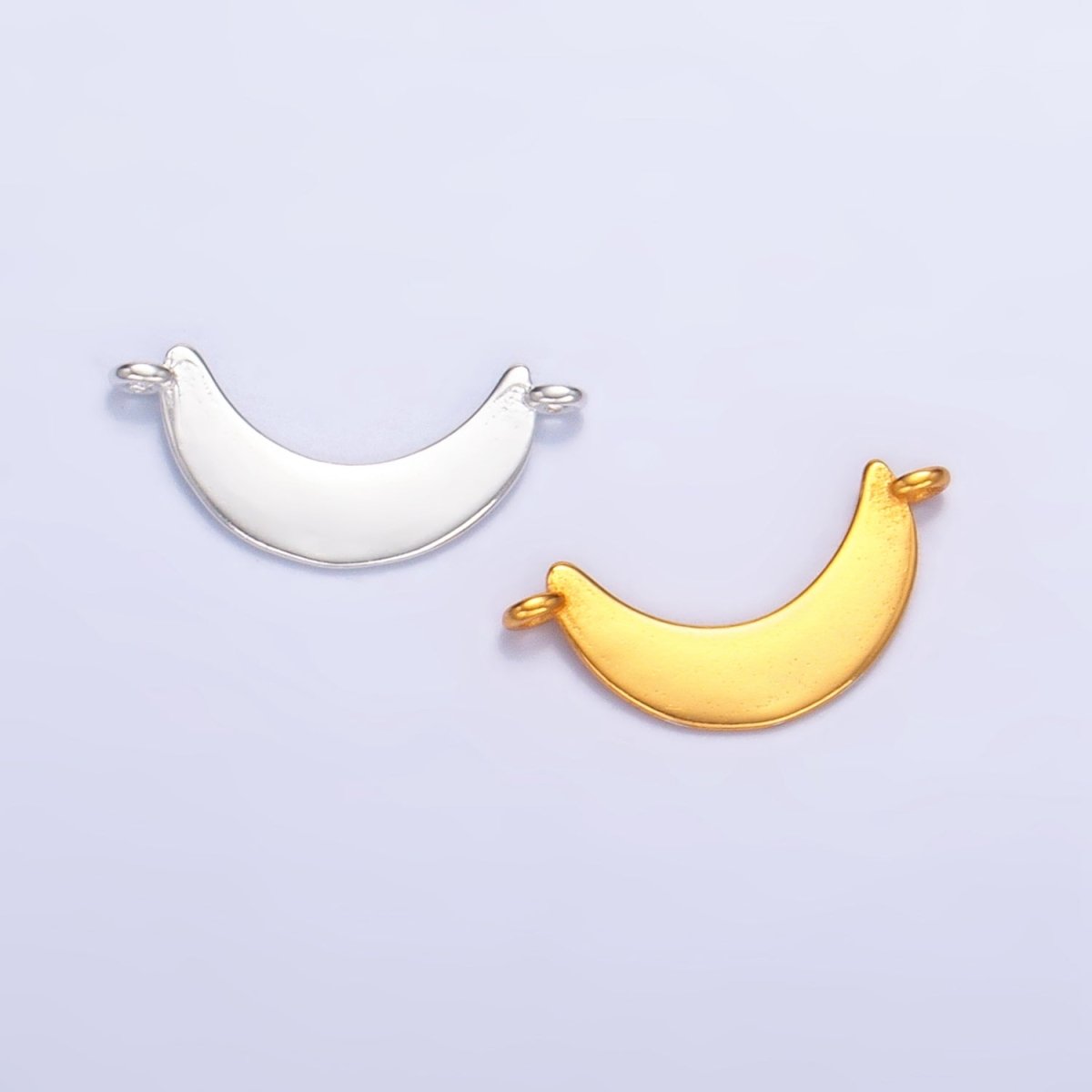 Sterling Silver S925 Minimalist Crescent Moon Celestial Connector in Gold & Silver | SL-512