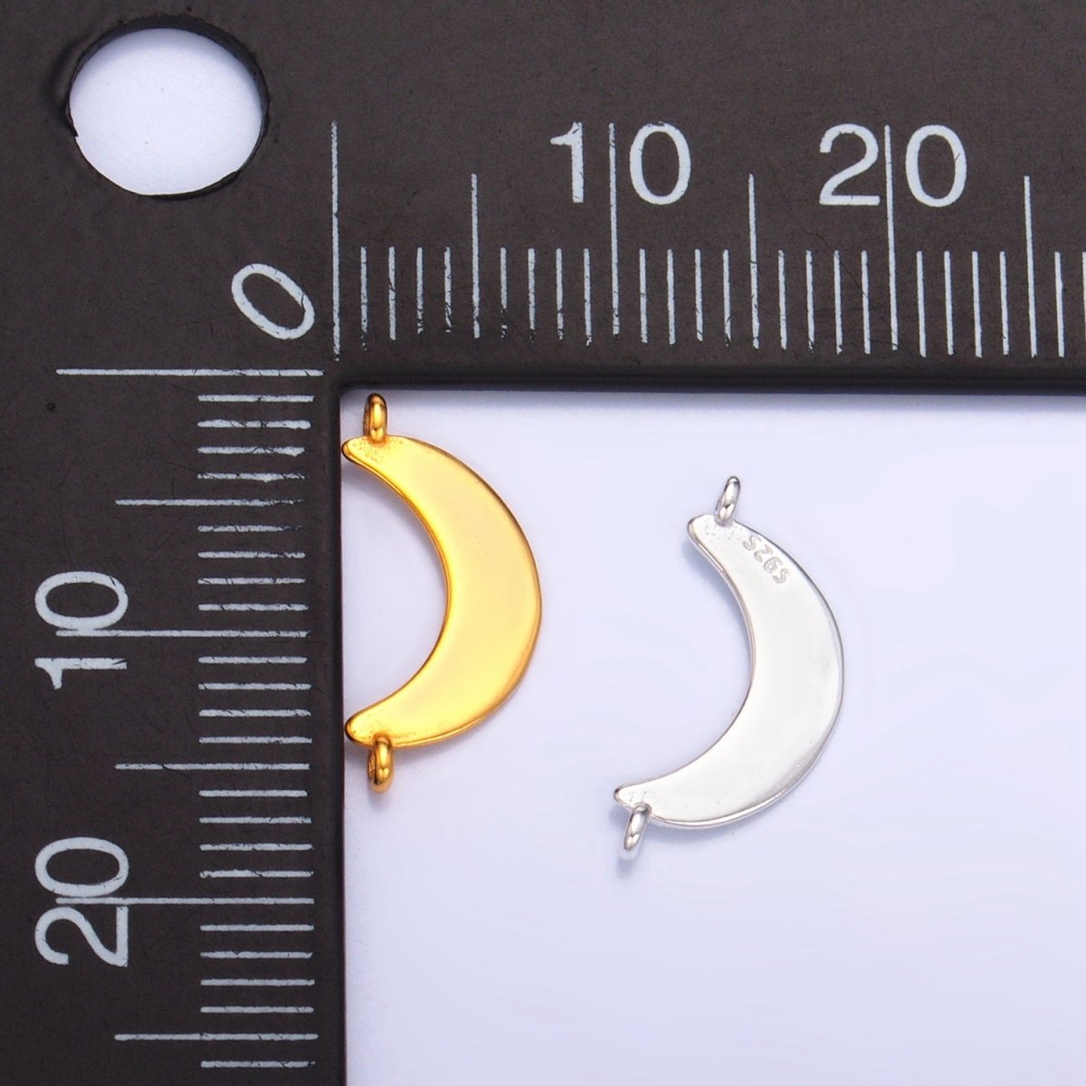 Sterling Silver S925 Minimalist Crescent Moon Celestial Connector in Gold & Silver | SL-512