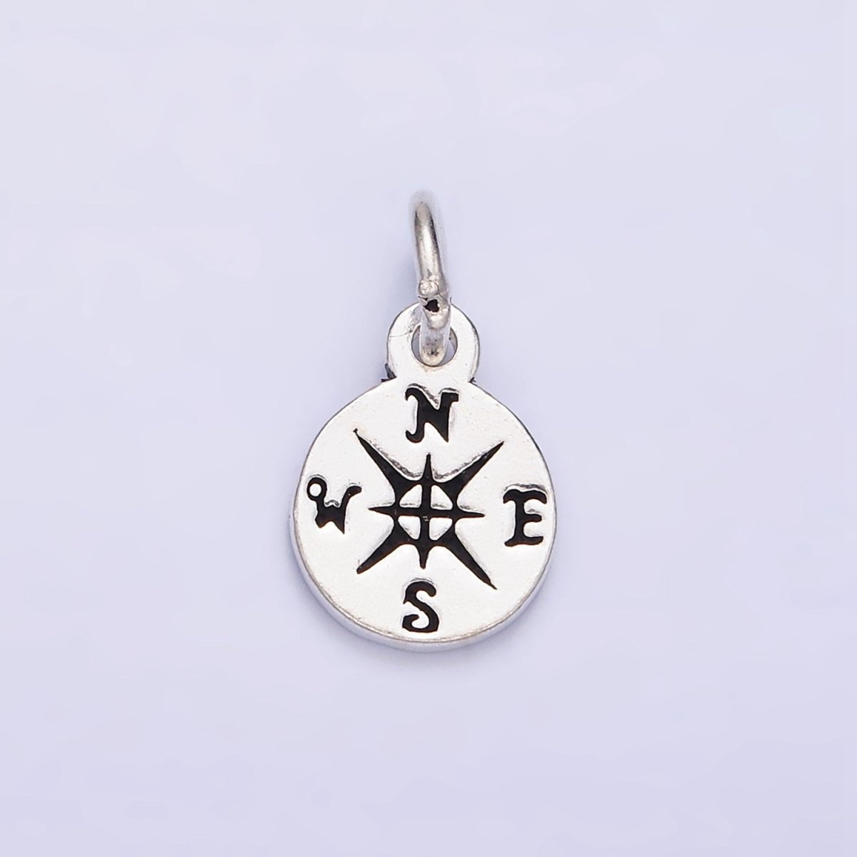 Sterling Silver S925 World Nautical Compass Round Charm | SL-276 - DLUXCA