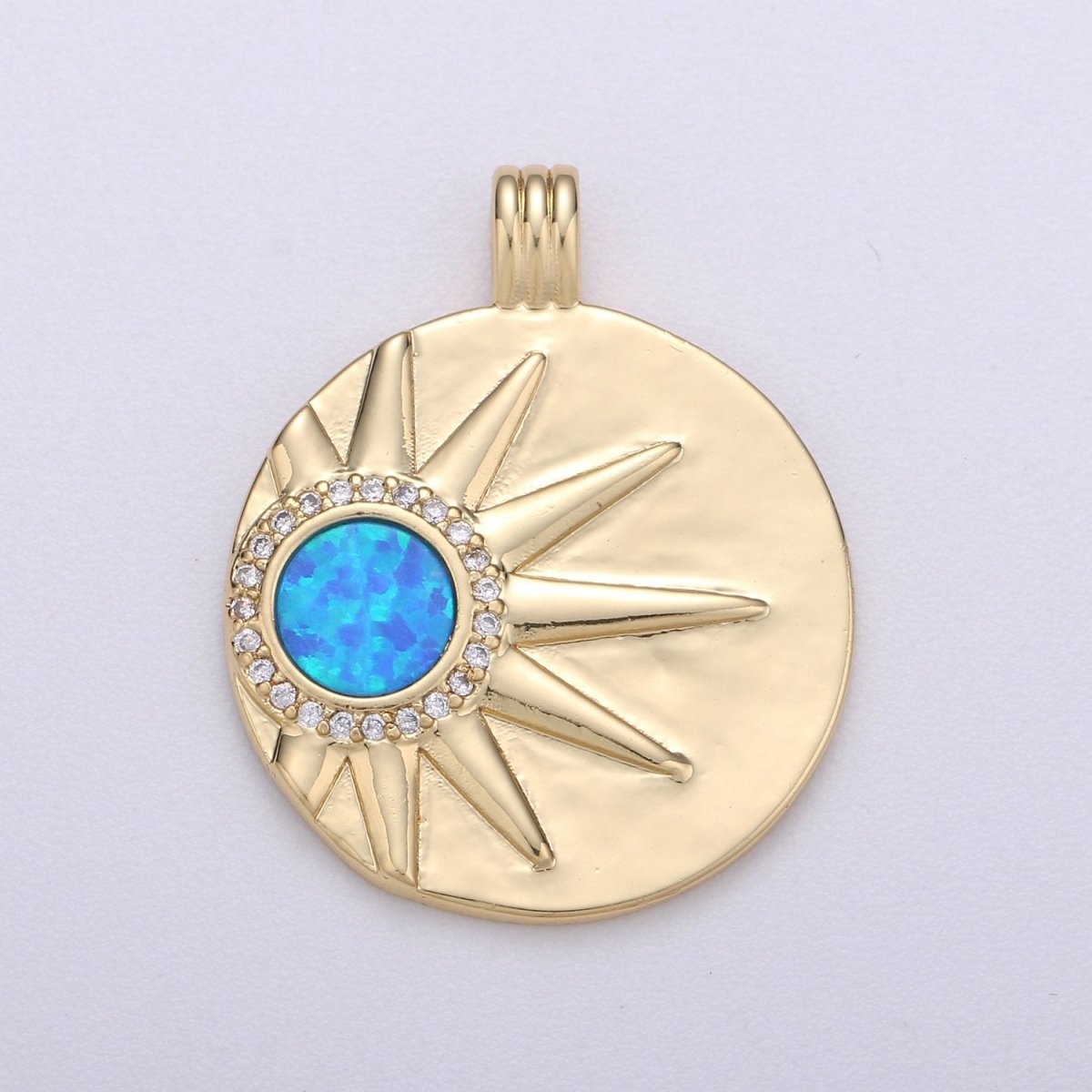 Sun with Opal Pendants • Gold Celestial Pendant • 14k Gold Filled Pendant Medallion Charm Sunburst Jewelry Supply I-711~I-713