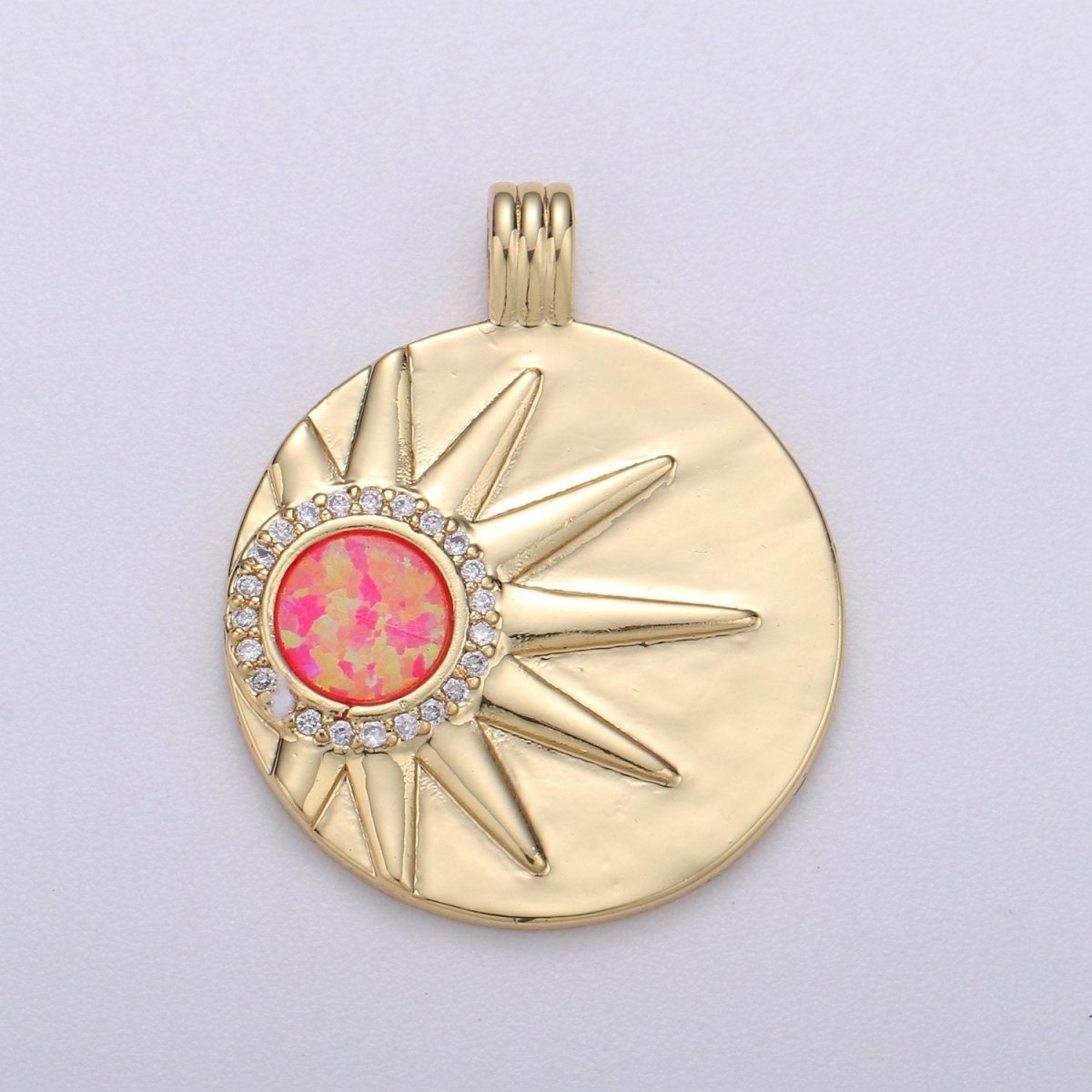 Sun with Opal Pendants • Gold Celestial Pendant • 14k Gold Filled Pendant Medallion Charm Sunburst Jewelry Supply I-711~I-713