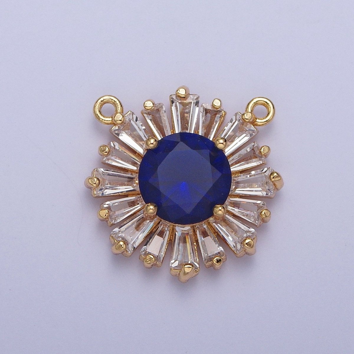 Sunburst Cubic Zirconia Round Baguette Stones Link Connector For DIY Jewelry Making G-534~G-538
