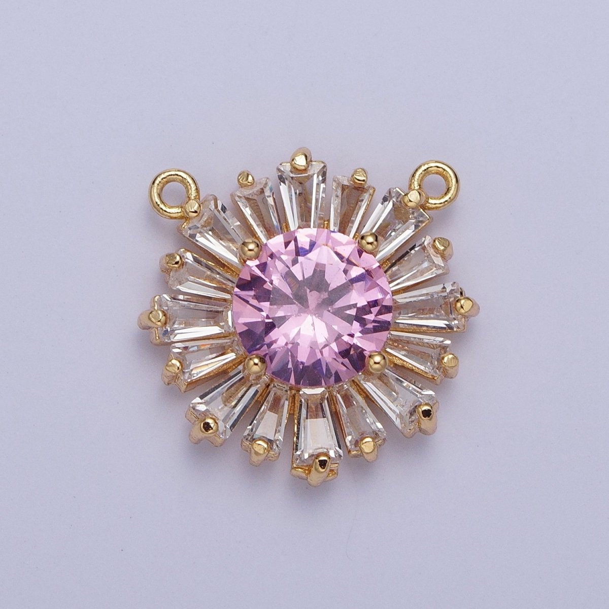 Sunburst Cubic Zirconia Round Baguette Stones Link Connector For DIY Jewelry Making G-534~G-538