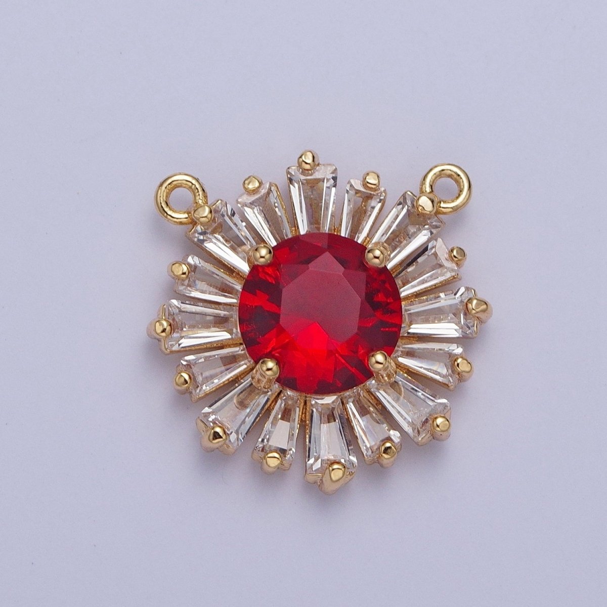 Sunburst Cubic Zirconia Round Baguette Stones Link Connector For DIY Jewelry Making G-534~G-538