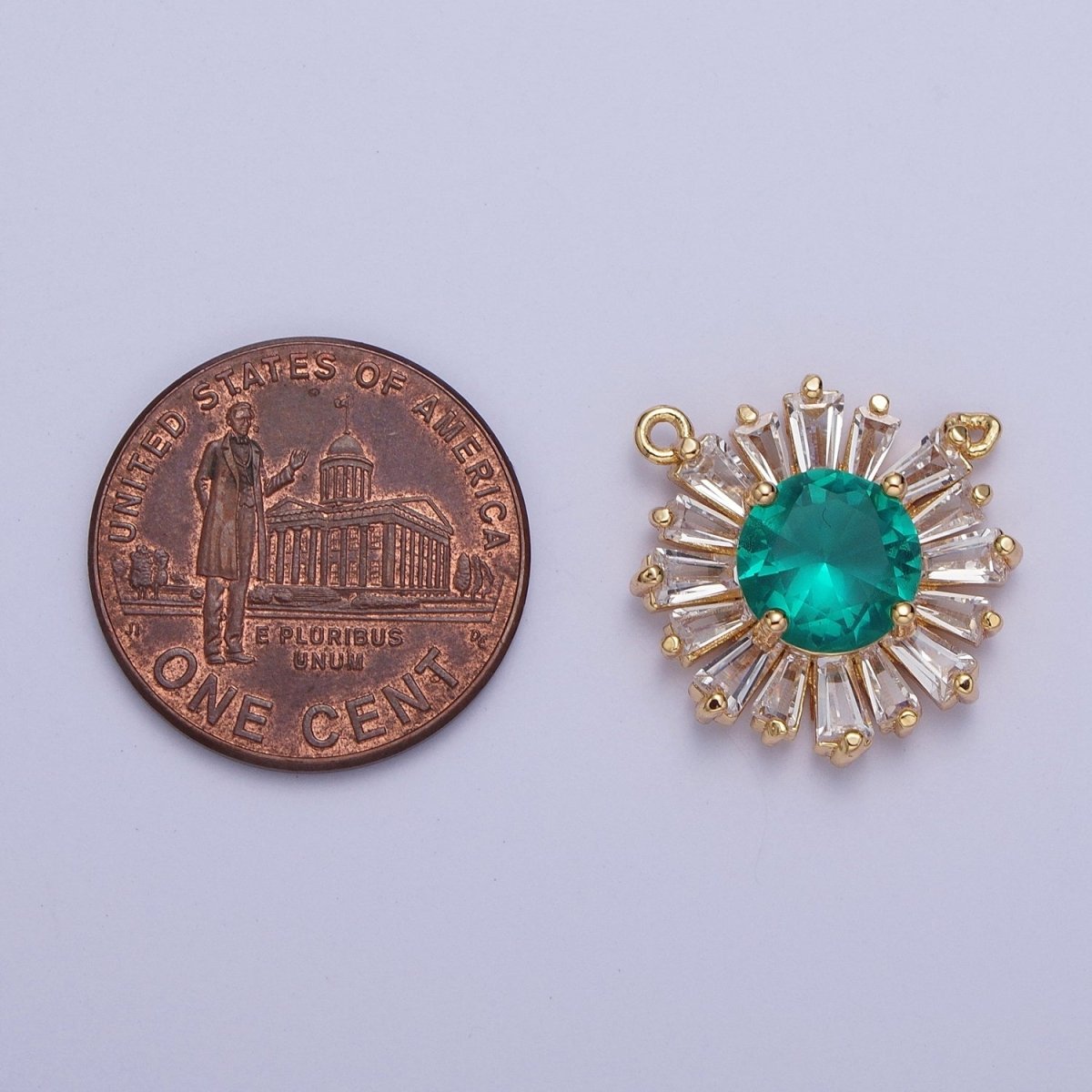 Sunburst Cubic Zirconia Round Baguette Stones Link Connector For DIY Jewelry Making G-534~G-538