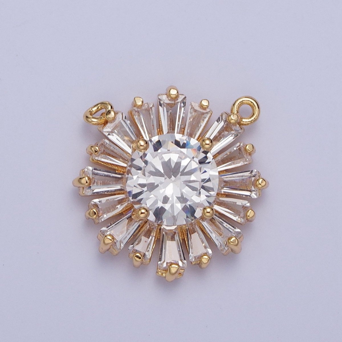 Sunburst Cubic Zirconia Round Baguette Stones Link Connector For DIY Jewelry Making G-534~G-538