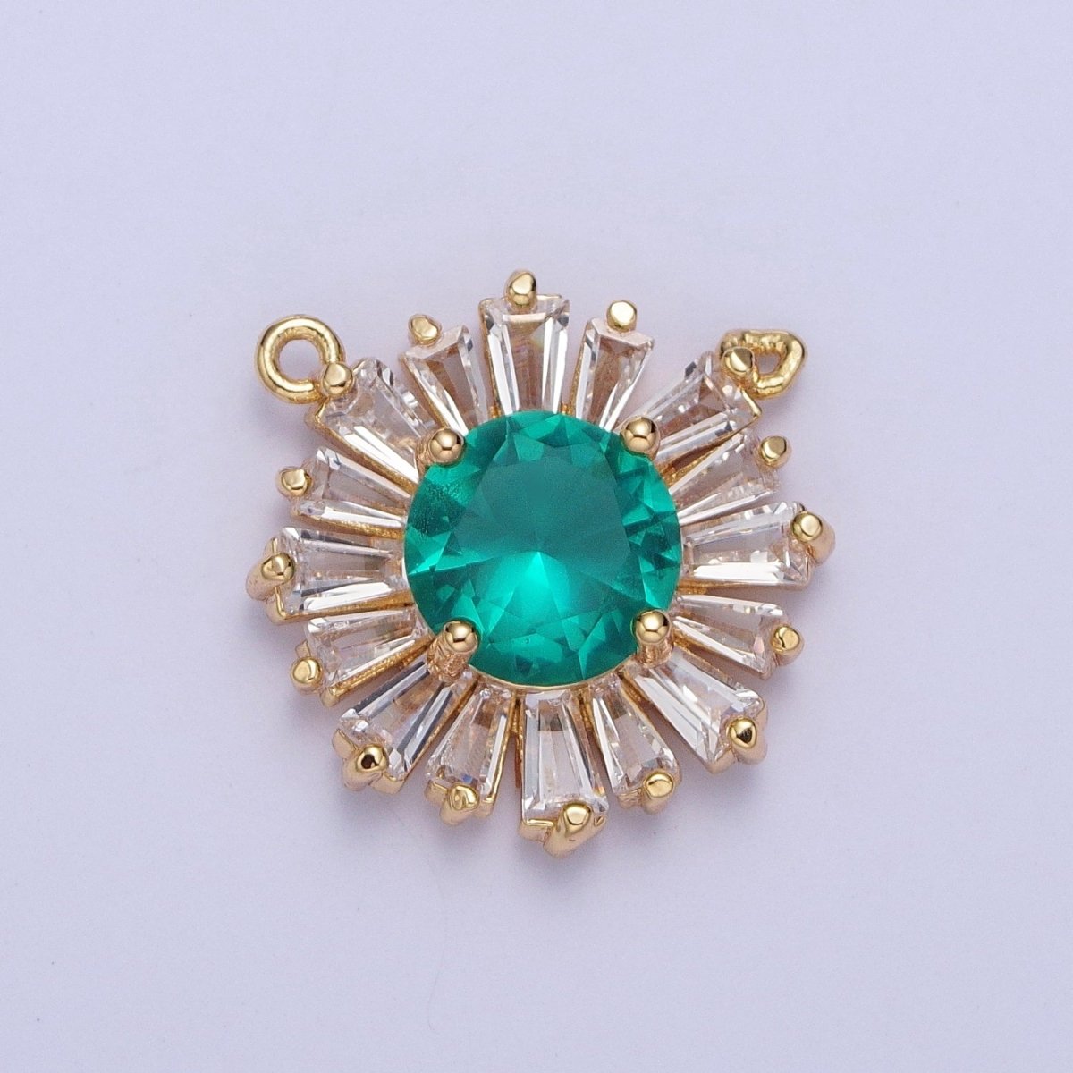 Sunburst Cubic Zirconia Round Baguette Stones Link Connector For DIY Jewelry Making G-534~G-538