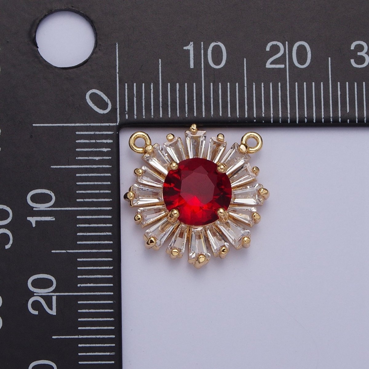 Sunburst Cubic Zirconia Round Baguette Stones Link Connector For DIY Jewelry Making G-534~G-538